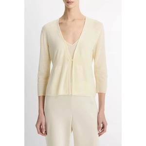 NEW VINCE single button cardigan in dark vanille